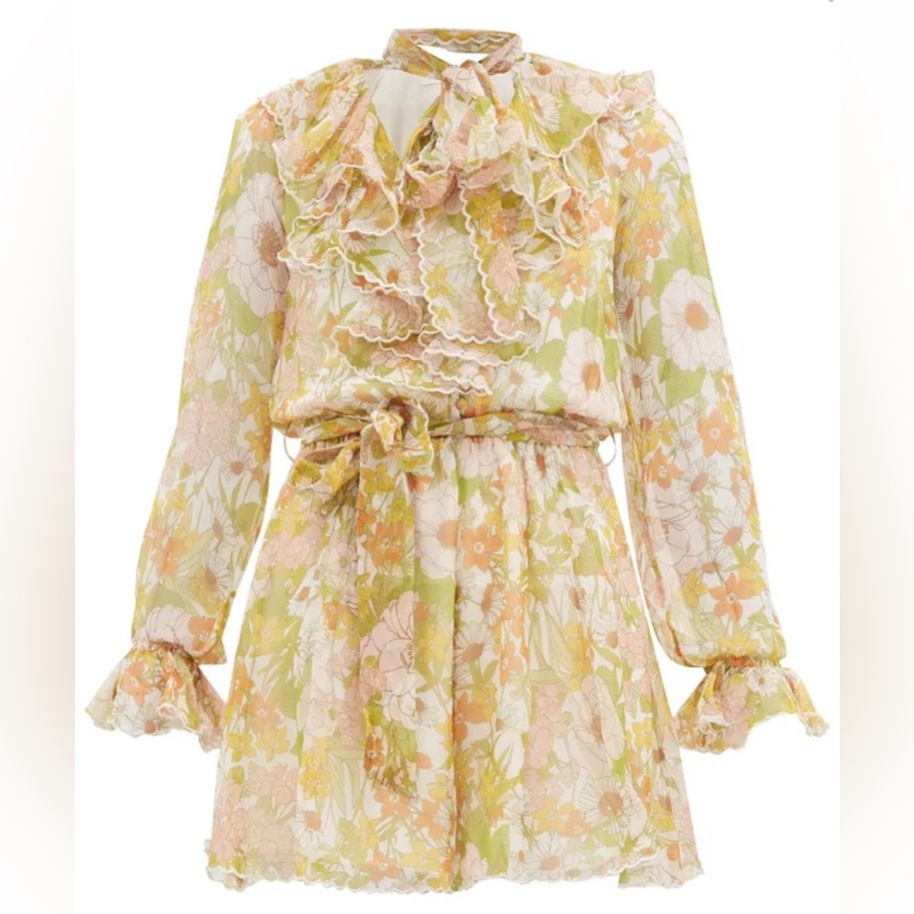 Zimmermann Super Eight Floral-print Chiffon Playsuit